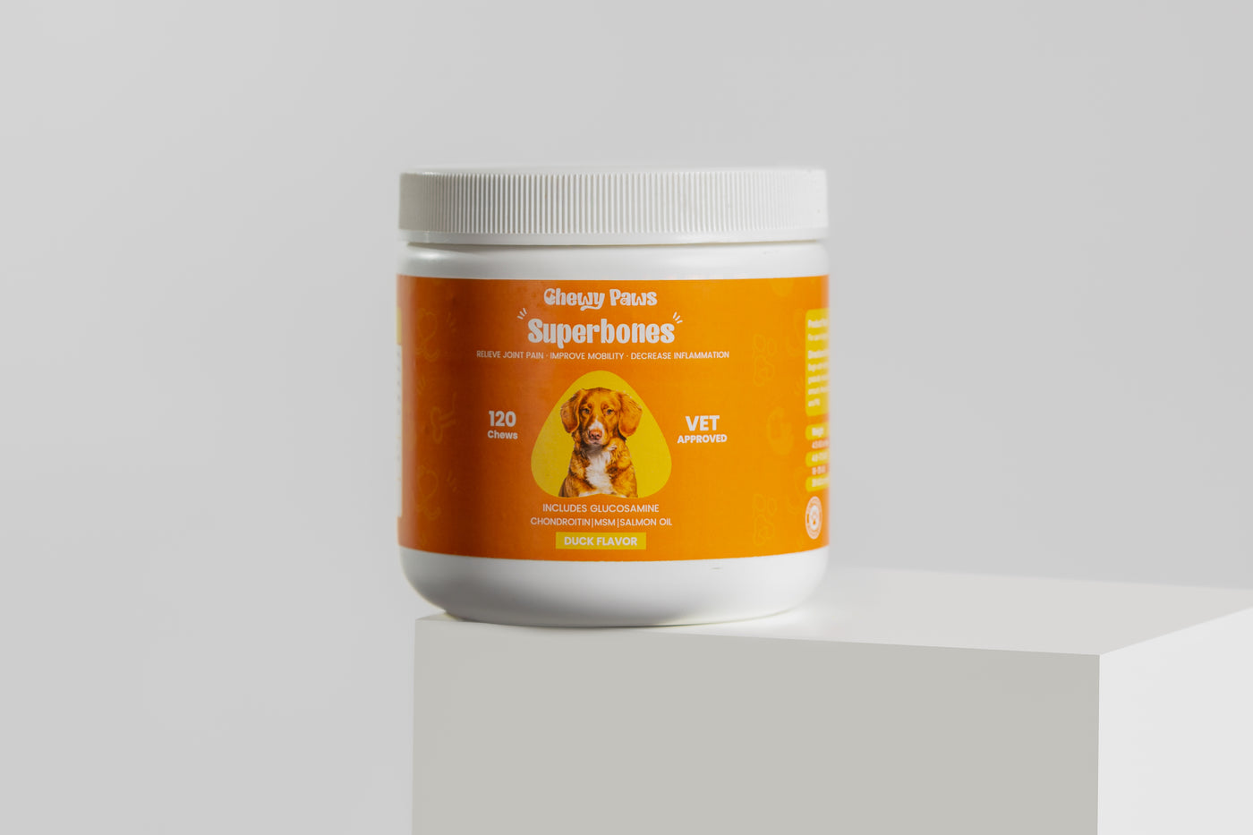 Chewy Paws Superbones joint supplement for dogs - glucosamine, MSM and turmeric soft chews - 120 count jar