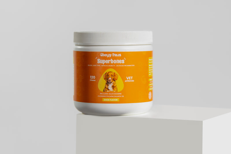 Chewy Paws Superbones joint supplement for dogs - glucosamine, MSM and turmeric soft chews - 120 count jar